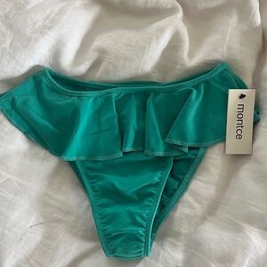 Montce Tamarindo Ruffle Bikini Bottom Size Small in Teal
